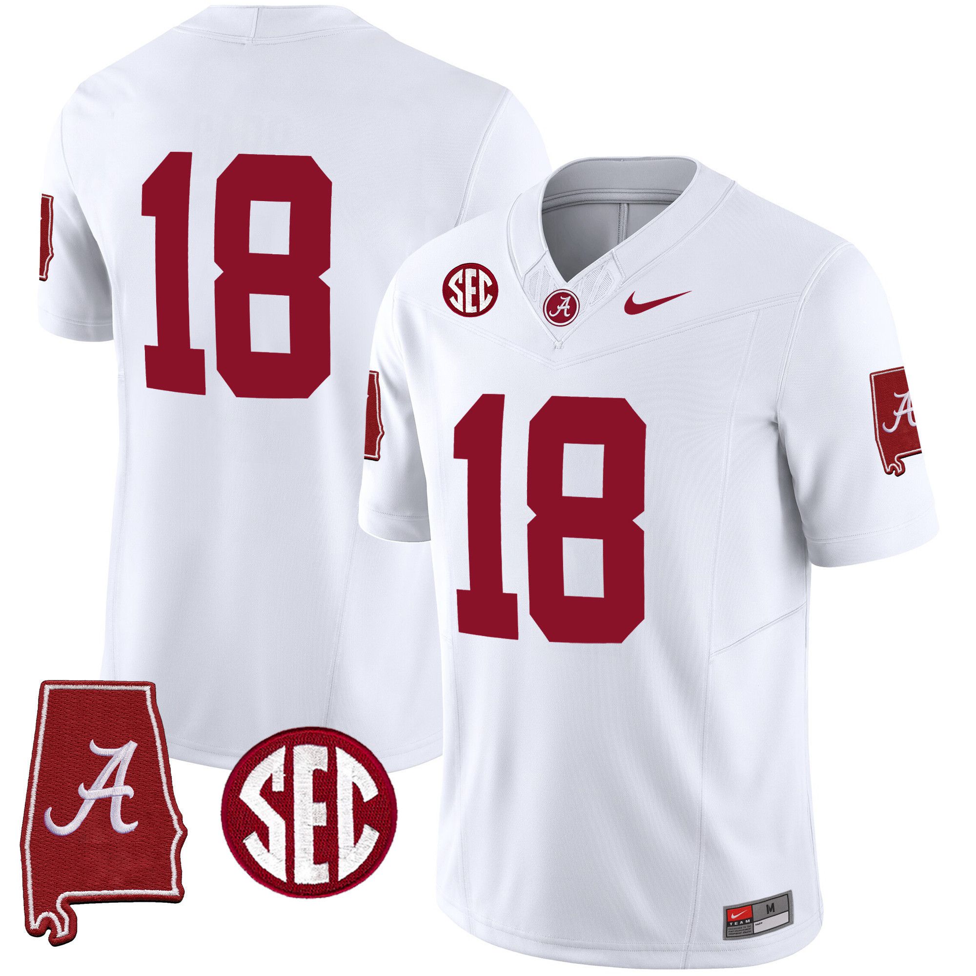 Men Alabama Crimson Tide #18 No Name White 2024 Nike Vapor Limited NCAA Jersey